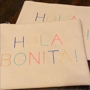 Hola Bonita! Makeup bags. Lined for easy wiping.
